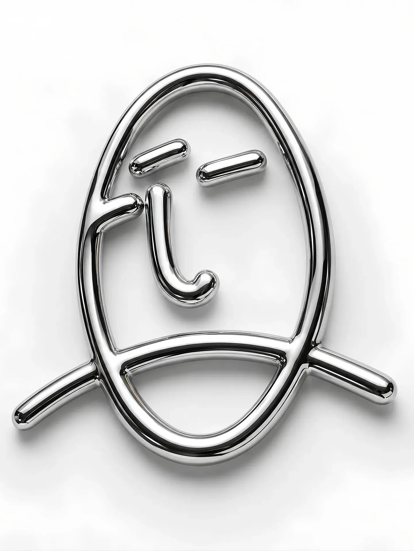 Logo FACE renderizado em cromo sobre branco